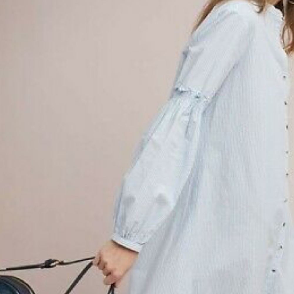 MIH JEANS Striped Seersucker Shirt Dress M $325 - Picture 2 of 6